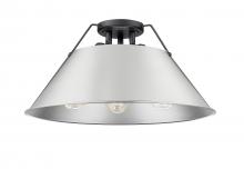  3306-3FM BLK-PW - Orwell 3-Light Flush Mount in Matte Black with Pewter